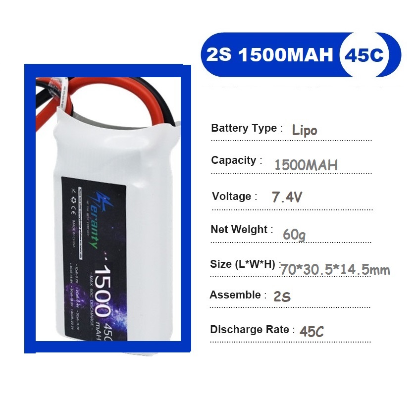 2 buah 7.4V Lipo 2S baterai 15 - Drone Racing Battery ulasan dan harga